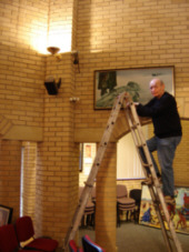Beth Shalom Hanging the paintings, 2006